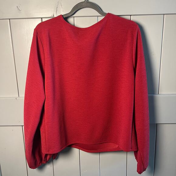 Madewell Texture and Thread Faux Wrap Top in Cranberry Color Size XXL - Picture 7 of 7